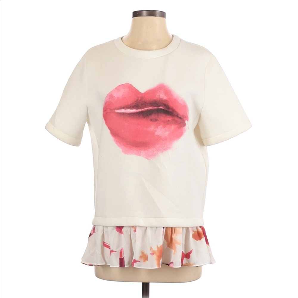 Lips Short Sleeve Winter White Top Small